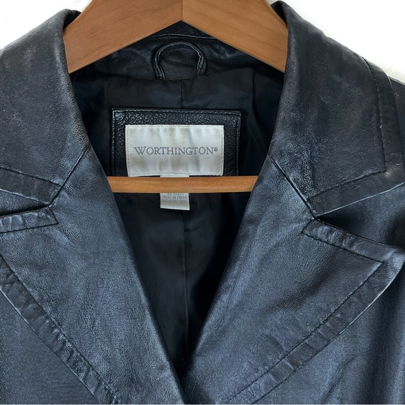 Worthington Vintage Black Leather Blazer - Picture 2 of 8